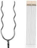 KOTARBAU® 10 Stuks Grillspiesen, Staal, 130 cm, Spiesen met Houten Handvat, met Haak, Lange Spiesen, Kampvuur Vork, Stevige Grillspiesen