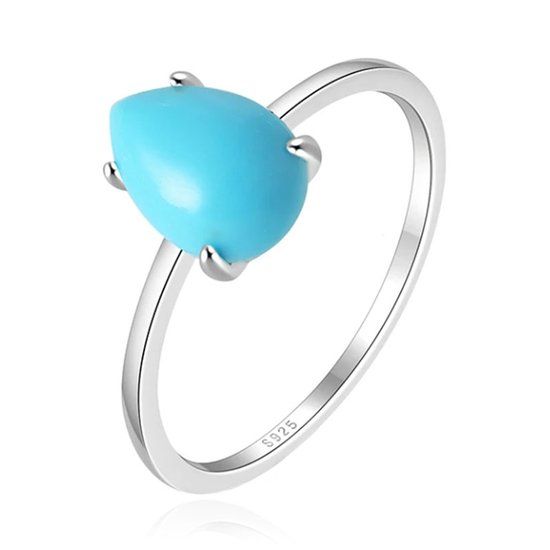 Elenza AMS Elenza .925 Zilveren Ring met Turquoise Druppelvormige Steen-17mm