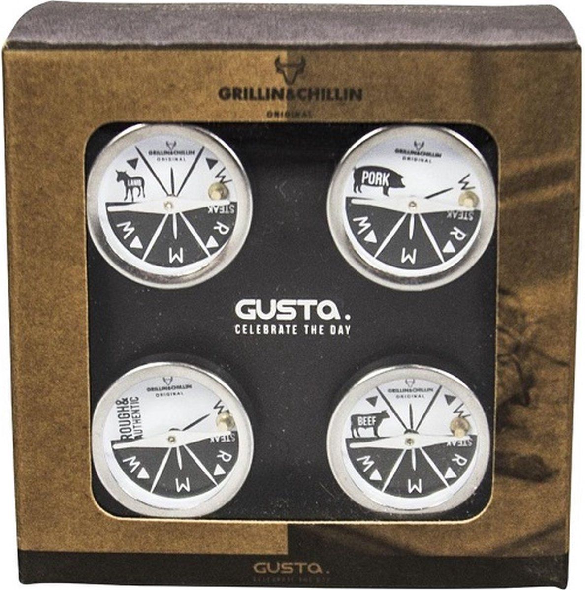 Gusta Gusta Barbecue Thermometerset - 4-delig - Zilver