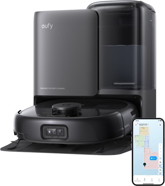 eufy Robotstofzuiger Omni E25 - HydroJet dweilsysteem - 20.000 Pa - Zwart