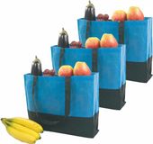 Merkloos / Sans marque L-Shop-Team Nederland B.V. Boodschappentas - 3x stuks - blauw - 38 x 29 x 10 cm - groot - draagtas - strandtas