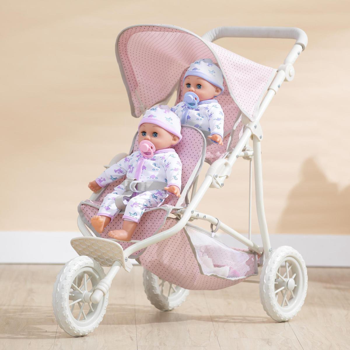 Olivia's Little World OL-00004 Baby Pup Kinderwagen, Double Pink