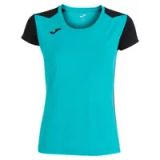 Joma Sportshirt Dames Record II Turquoise/Zwart Polyester Korte Mouw Effen