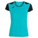 Joma Sportshirt Dames Record II Turquoise/Zwart Polyester Korte Mouw Effen