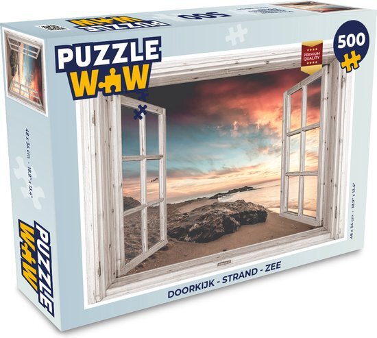 MuchoWow Puzzel Doorkijk - Strand - Zee - Legpuzzel - Puzzel 500 stukjes