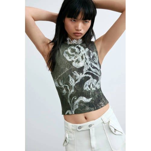 Desigual top met print - donkergroen