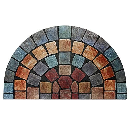 Nicoman Elegante Tegelmat Barrière Deurmat - Blauwe rand - Halfmoon (75x44cm)