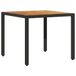 vidaXL Table de jardin avec plateau en bois d'acacia, polyrésine, noir, 90x90x75 cm