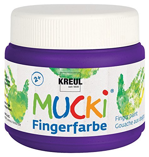 Kreul 23107 Mucki heldere vingerverf, 150 ml in paars, op waterbasis, vrij van parabenen, glutenvrij, lactosevrij en veganistisch, uitwasbaar, schilderbaar met kwast, spons, spatel en vingers