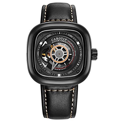 KDFJ Mode horloges Mannen automatisch mechanisch horloge herenhorloge holle vierkante grote wijzerplaat waterdicht horloge voor mannen-A-1