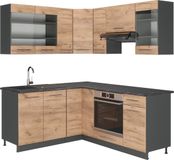Vicco Cuisine d'angle Fame-Line, Chêne doré/Anthracite, 190 x 160 cm sans plan de travail