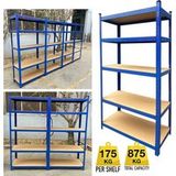 Dayplus Étagère de rangement robuste de 180 cm Étagère d'atelier Étagère en métal Étagère de sous-sol Jusqu'à 875 kg