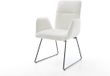 DELIFE Fauteuil Vinja-Flex piètement luge bouclé noir doux beige