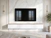 AX LIVING Barvo meuble TV, 3x100 cm, brun/blanc, laqué brillant, suspendu