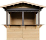 Timbela M149BZ - Houten marktkraam - 4 m² - 263x253xH232 cm - met 4 afsluitbare rolluiken