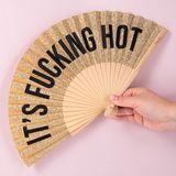 Fisura Houten waaier It's Fucking Hot - Gouden glitter
