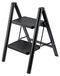 Wiltec échelle rétractable avec 2 marches, noir, en acier, charge max. 150 kg
