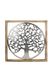 GILDE Decoratieve afbeelding XXL levensboom aluminium met houten frame 60 x 60 cm wanddecoratie woonkamer kleuren zilver bruin