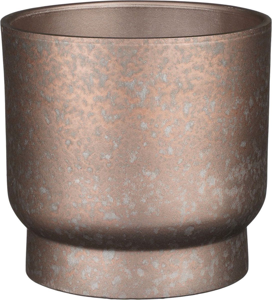 Mica Decorations Plantenpot/bloempot - terracotta - koper flakes relief - D22/H20 cm