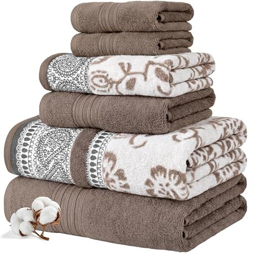 Modern Threads Ophelia Fawn 6-delige set, 2 badhanddoeken, 2 handdoeken, 2 washandjes, jacquard-garen