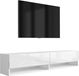 3xE living meuble TV 170 cm, blanc mat / blanc laqué, 170 x 32 x 34 cm