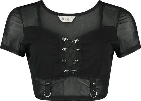 Banned Shadow Veil Mesh Dames T-shirt - zwart - XXL