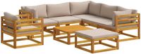 vidaXL - Bankstel - 2 zitplekken - Taupe - Massief Acacia Hout