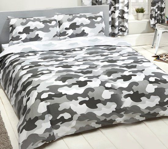 BlijeKids 2 persoons dekbedovertrek grijs Camouflage Leger