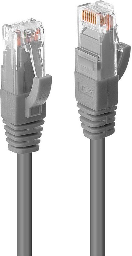 LINDY 45406 RJ45 Netwerkkabel, patchkabel CAT 6 U/UTP 7.50 m Grijs Snagless