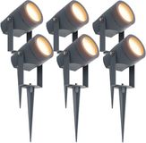LEDVION - 6X LED Prikspots, Antraciet, IP44, 1W, 3000K, 1M Kabel, Tuinspots Buiten