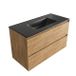 Saniclass Holz Pure meuble de salle de bain - 100x45x62cm - lavabo en céramique Vygo noir - 1 vasque - sans trou pour robinet - 2 tiroirs - chêne mat naturel (bois) SW1420787/SW773932