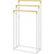 Porte-serviettes Porte-serviettes set 3 barres porte-serviettes, design industriel, bambou, 45 x 22,5 x 86 cm, blanc + naturel