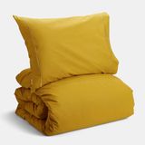 Bianca Plain Dyed Mustard Beddengoedset, 105 cm, 100% percale katoen