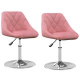 VidaXL Eetkamerstoelen draaibaar 2 st fluweel roze