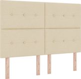 vidaXL Boxspring bed met LED-stripverlichting Crème 140 x 190 cm Stof