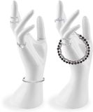 Merkloos / Sans marque BYZESTY Armband displaystandaard, 2 stuks sieradenstandaard, handsieradenstandaard, vrouwelijk handmodel, ringstandaard, ringhouder voor ringen, kettingen armbanden (wit)
