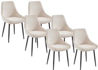Vente-unique Set van 6 stoelen van ribfluweel en metaal - Crèmewit - MASURIE