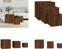 vidaXL Bijzettafels 3 stuks Bewerkt Hout Bruin Eikenkleur