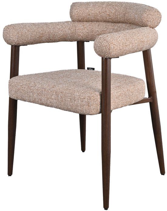 DÉJA Living Eetkamerstoel Lidingö - Taupe/Walnoot Stof - Set van 2