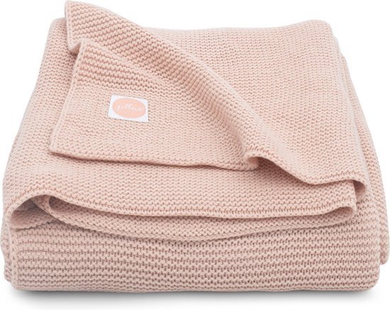 Jollein - Deken Wieg 75x100cm - Wiegdeken, Wiegdekentje, Dekentje Baby - Basic Knit - Pale Pink