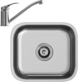 Vicco Flova Évier – 39 x 44 cm Ensemble avec robinet, entrée et sortie Acier