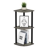 Furinno Compact hoekrek met 3 niveaus, hout, Frans eiken grijs/zwart, 29,46 x 29,46 x 75,18 cm