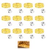 Mini-guirlande lumineuse, 12 pièces, 2 mètres, blanc chaud, 20 LED, 3 modes