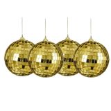 House of Seasons boules de Noël boule disco - 4x - or - 10 cm - mousse - boule miroir