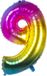 Boland Folieballon '9' regenboog (86 cm)