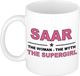 Bellatio Decorations Naam cadeau Saar - The woman, The myth the supergirl koffie mok / beker 300 ml
