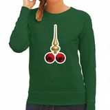 Bellatio Decorations Foute Kersttrui / sweater voor dames - kerstballen - PIEK - ondeugende kerst - groen XS
