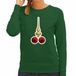 Bellatio Decorations Foute Kersttrui / sweater voor dames - kerstballen - PIEK - ondeugende kerst - groen XS