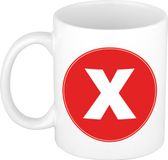 Bellatio Decorations Shoppartners Bv Koffie mok met de letter X - beker - rood - 300 ml
