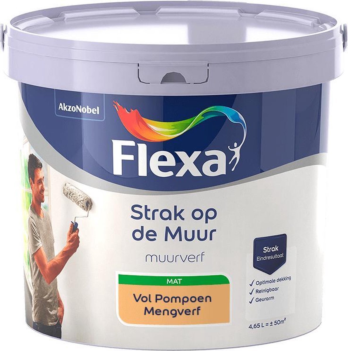 FLEXA - Strak op de muur - Muurverf - Mengcollectie - Vol Pompoen - 5 Liter